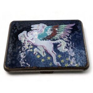 VINTAGE LIMOGES LIMITED PEGASUS CIGARETTE BOX CARD CASE ENAMEL SANTA MONICA
